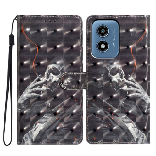 Moto G Play 2024 3D Pattern Leather Phone Case - Skull